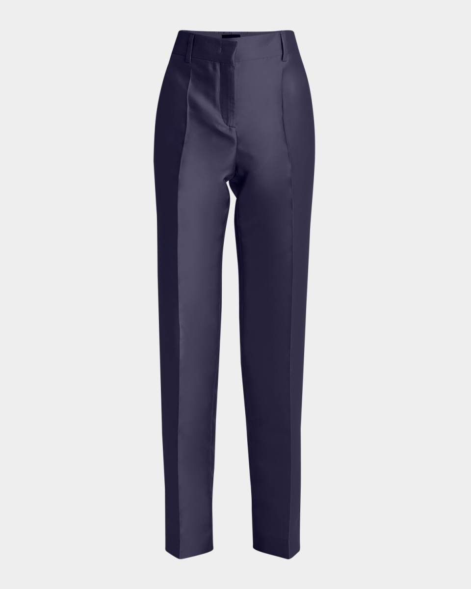Satin Straight-Leg Ankle Trousers